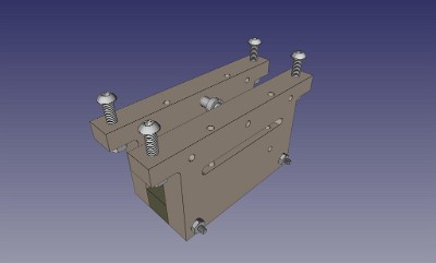 FreeCAD model of xstage right assembly (view1)    &#169;  All Rights Reserved